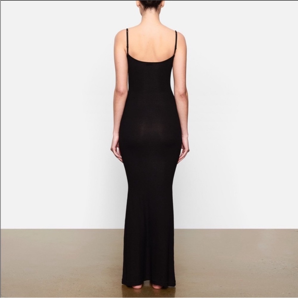 NWOT SKIMS Black Ribbed Long Slip Dress In Black Size XL - Picture 2 of 15